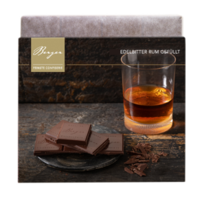 Edelbitterschokolade Rum gefüllt, Confiserie Berger