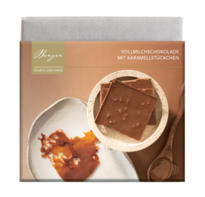 Vollmilchschokolade mit Karamellstückchen, Confiserie Berger