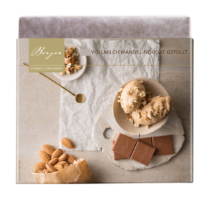 Vollmilchschokolade mit Mandel-Nougat gefüllt, Confiserie Berger