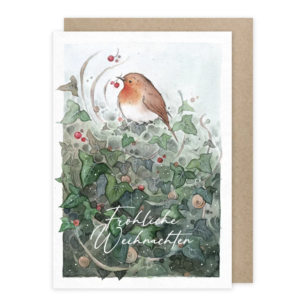 Wrendale Weihnachtskarte Mit Hund – Doppelkarte 15x15 Cm, Mit Umschlag, Motiv 'Hund Am Esstisch', In England Gedruckt