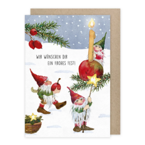 Doppelkarte Wichtel Frohes Fest von Daniela Drescher