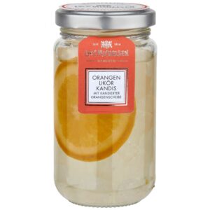 Orangen-Likör Kandis mit kandierter Orangenscheibe