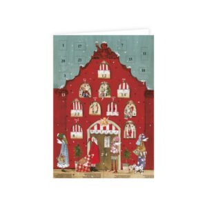 Adventskalender-Doppelkarte rotes Haus von Silke Leffler